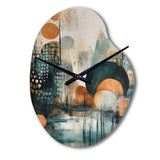 Green And Brown Artistic Liberation III - Asymmetric Metal Wall Clock