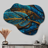 Blue And Gold Melodies Of Boho I - Asymmetric Metal Wall Clock