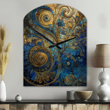Blue And Gold Melodies Of Boho II - Asymmetric Metal Wall Clock
