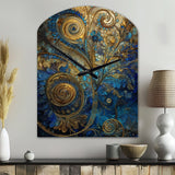 Blue And Gold Melodies Of Boho II - Asymmetric Metal Wall Clock