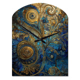 Blue And Gold Melodies Of Boho II - Asymmetric Metal Wall Clock