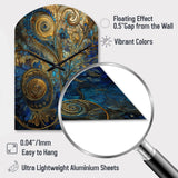 Blue And Gold Melodies Of Boho II - Asymmetric Metal Wall Clock