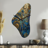 Blue And Gold Melodies Of Boho II - Asymmetric Metal Wall Clock