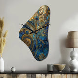 Blue And Gold Melodies Of Boho II - Asymmetric Metal Wall Clock