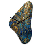 Blue And Gold Melodies Of Boho II - Asymmetric Metal Wall Clock