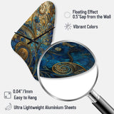 Blue And Gold Melodies Of Boho II - Asymmetric Metal Wall Clock