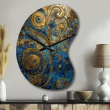 Blue And Gold Melodies Of Boho II - Asymmetric Metal Wall Clock