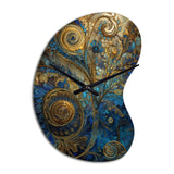 Blue And Gold Melodies Of Boho II - Asymmetric Metal Wall Clock