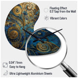 Blue And Gold Melodies Of Boho II - Asymmetric Metal Wall Clock