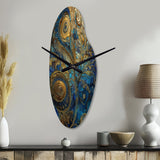 Blue And Gold Melodies Of Boho II - Asymmetric Metal Wall Clock