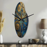 Blue And Gold Melodies Of Boho II - Asymmetric Metal Wall Clock