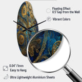 Blue And Gold Melodies Of Boho II - Asymmetric Metal Wall Clock