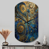 Blue And Gold Melodies Of Boho II - Asymmetric Metal Wall Clock