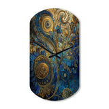 Blue And Gold Melodies Of Boho II - Asymmetric Metal Wall Clock
