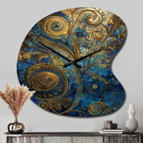 Blue And Gold Melodies Of Boho II - Asymmetric Metal Wall Clock