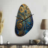 Blue And Gold Melodies Of Boho II - Asymmetric Metal Wall Clock