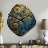 Blue And Gold Melodies Of Boho II - Asymmetric Metal Wall Clock