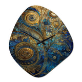 Blue And Gold Melodies Of Boho II - Asymmetric Metal Wall Clock