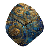 Blue And Gold Melodies Of Boho II - Asymmetric Metal Wall Clock