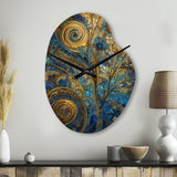 Blue And Gold Melodies Of Boho II - Asymmetric Metal Wall Clock