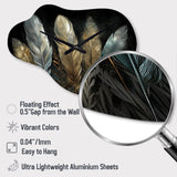 Gold Gilded Feathers II - Asymmetric Metal Wall Clock