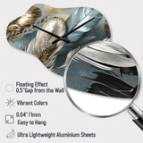 Gold Gilded Feathers IV - Asymmetric Metal Wall Clock