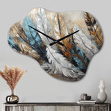 Gold Feather Extravaganza II - Asymmetric Metal Wall Clock