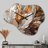 Gold Feather Extravaganza IV - Asymmetric Metal Wall Clock