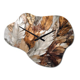 Gold Feather Extravaganza IV - Asymmetric Metal Wall Clock