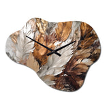 Gold Feather Extravaganza IV - Asymmetric Metal Wall Clock