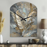 Gold Feather Extravaganza V - Asymmetric Metal Wall Clock