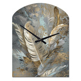 Gold Feather Extravaganza V - Asymmetric Metal Wall Clock