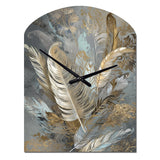 Gold Feather Extravaganza V - Asymmetric Metal Wall Clock