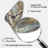 Gold Feather Extravaganza V - Asymmetric Metal Wall Clock