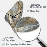 Gold Feather Extravaganza V - Asymmetric Metal Wall Clock