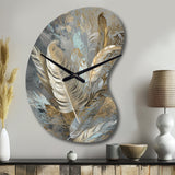 Gold Feather Extravaganza V - Asymmetric Metal Wall Clock