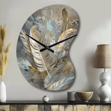 Gold Feather Extravaganza V - Asymmetric Metal Wall Clock