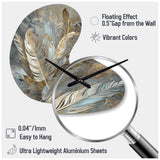 Gold Feather Extravaganza V - Asymmetric Metal Wall Clock