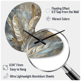 Gold Feather Extravaganza V - Asymmetric Metal Wall Clock