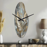 Gold Feather Extravaganza V - Asymmetric Metal Wall Clock