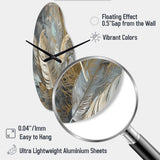 Gold Feather Extravaganza V - Asymmetric Metal Wall Clock