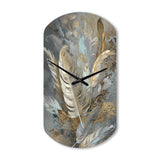Gold Feather Extravaganza V - Asymmetric Metal Wall Clock