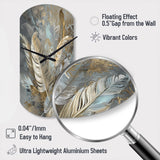 Gold Feather Extravaganza V - Asymmetric Metal Wall Clock