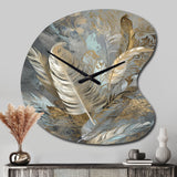 Gold Feather Extravaganza V - Asymmetric Metal Wall Clock