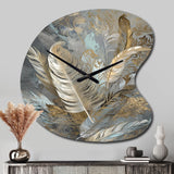 Gold Feather Extravaganza V - Asymmetric Metal Wall Clock