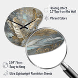 Gold Feather Extravaganza V - Asymmetric Metal Wall Clock