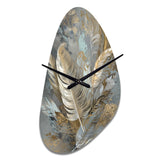 Gold Feather Extravaganza V - Asymmetric Metal Wall Clock