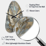 Gold Feather Extravaganza V - Asymmetric Metal Wall Clock