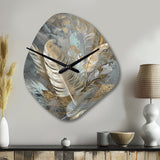 Gold Feather Extravaganza V - Asymmetric Metal Wall Clock