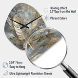 Gold Feather Extravaganza V - Asymmetric Metal Wall Clock